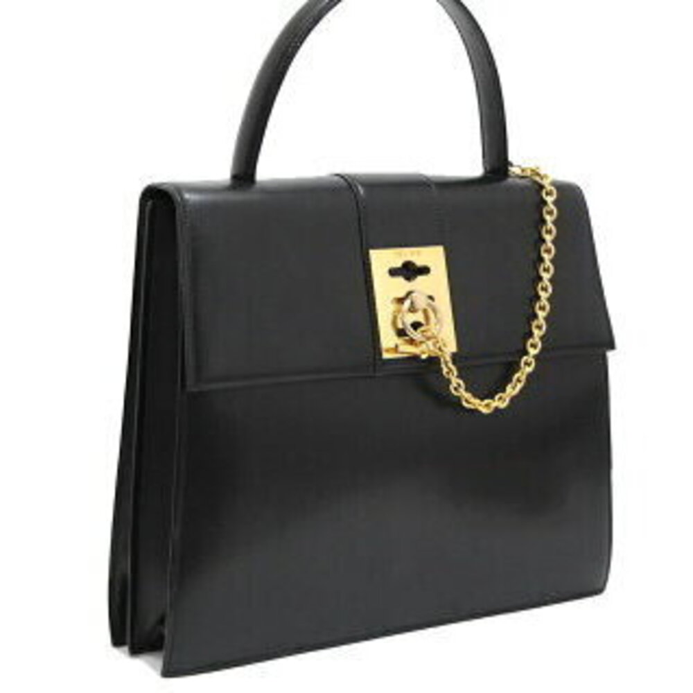 Celine Handbag Chain Lock Leather Black - Picture 2 of 6